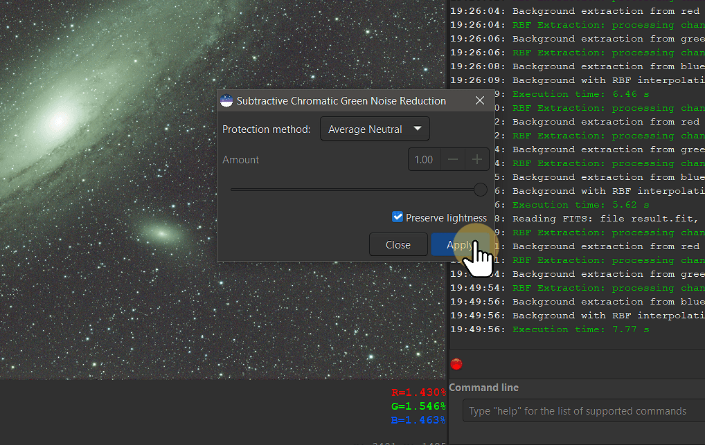 Remove green noise 设置